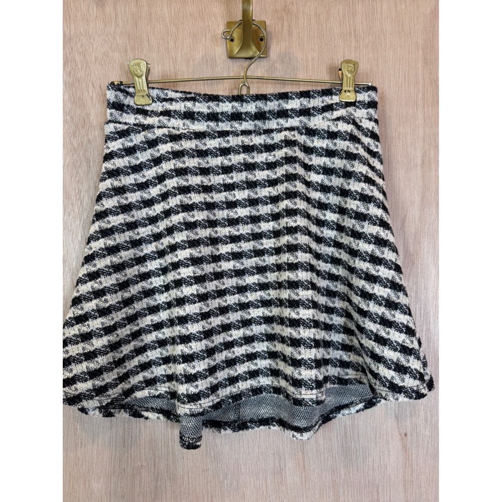 Fashion Nova Tweed Skirt Black White Checkered Flowy Mini Skirt Medium Mexico